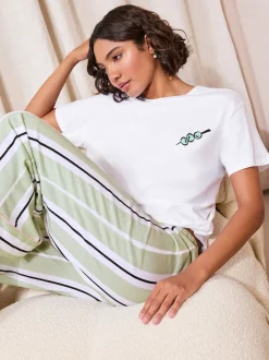 Friends Like These Green Stripe Martini Short Sleeve Pyjamas