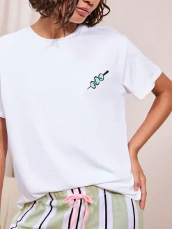 Friends Like These Green Stripe Martini Short Sleeve Pyjamas