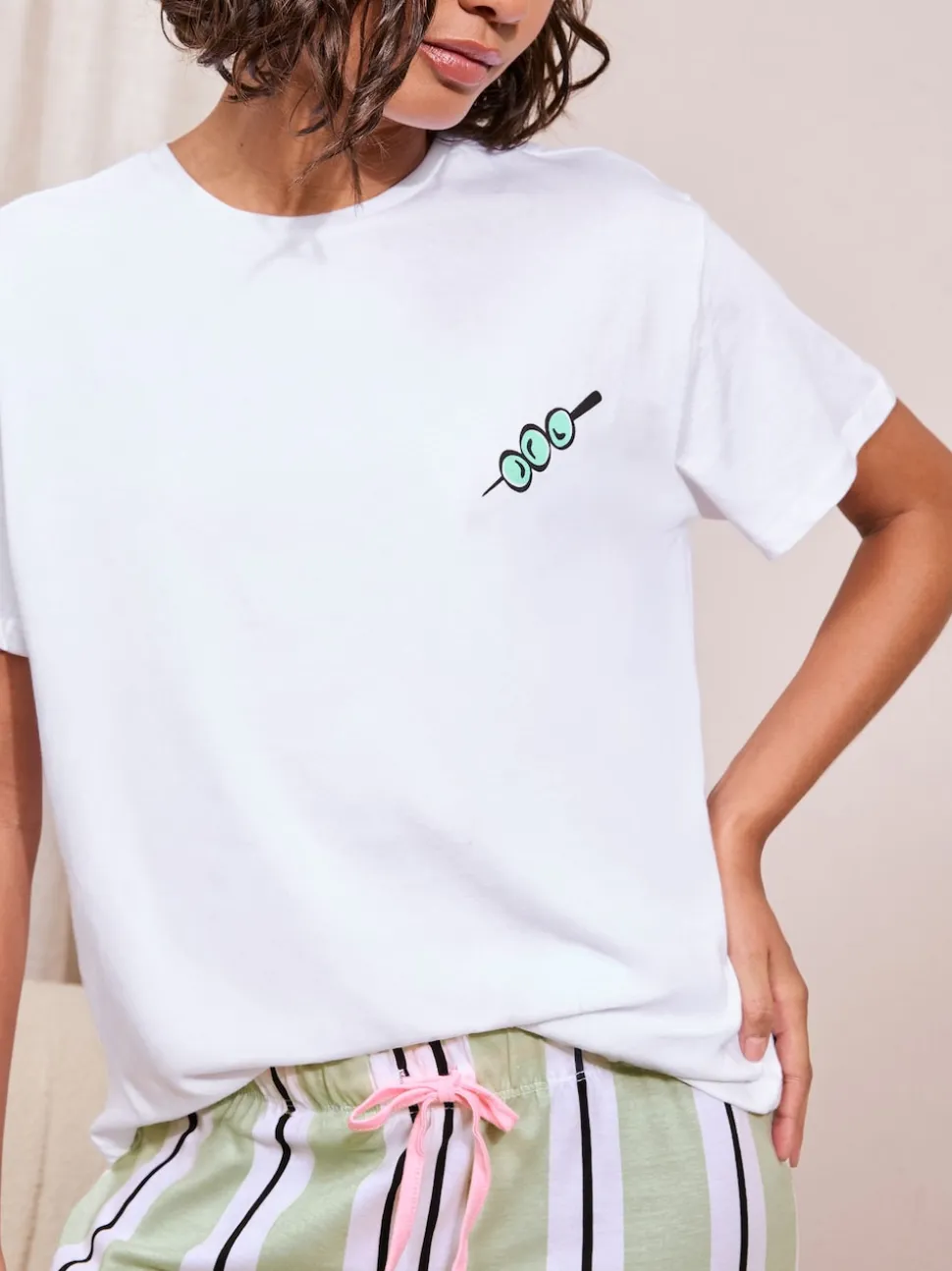 Friends Like These Green Stripe Martini Short Sleeve Pyjamas