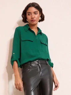 Friends Like These Green Tab Sleeve Utility Pocket Shirt