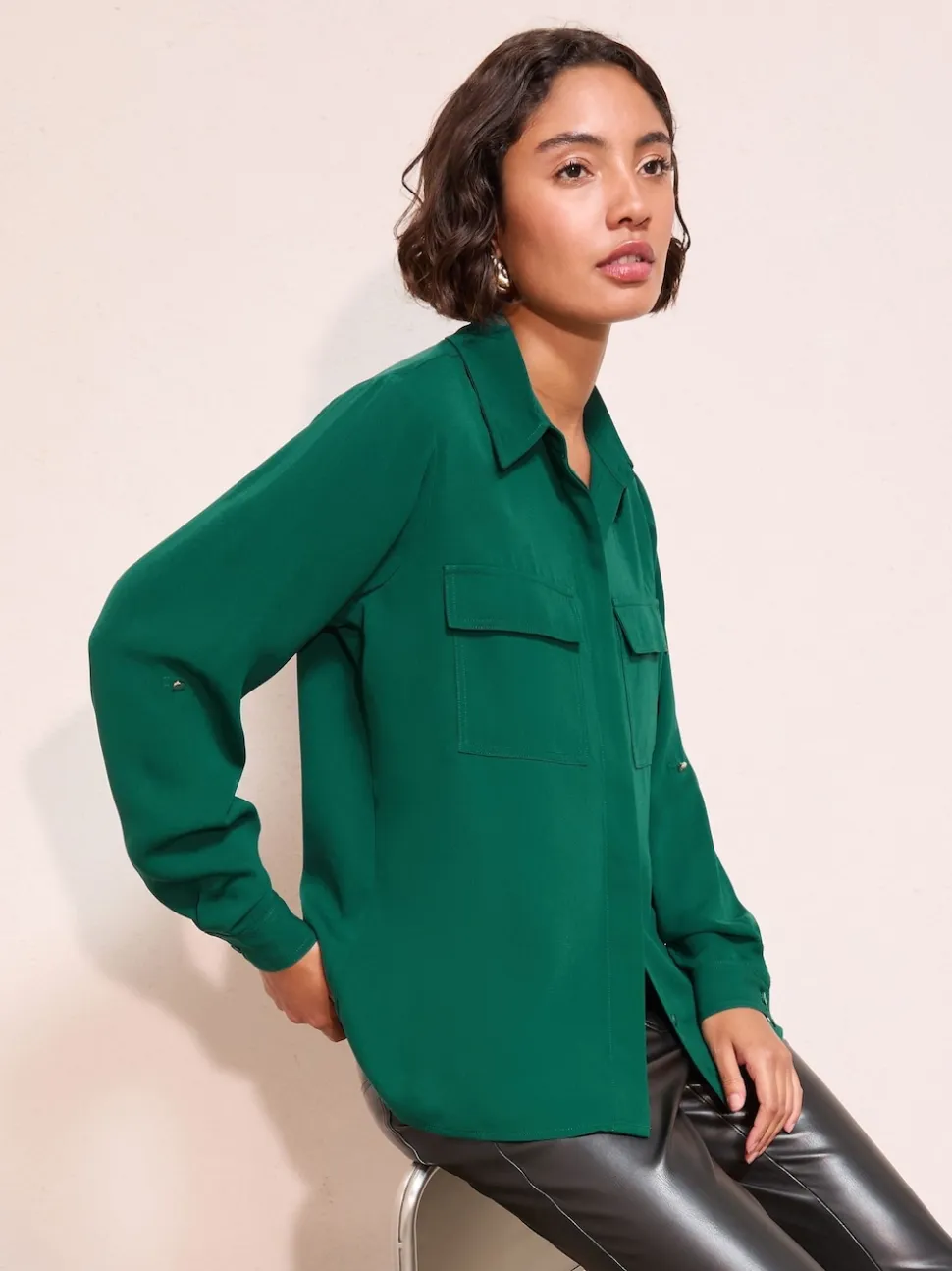 Friends Like These Green Tab Sleeve Utility Pocket Shirt