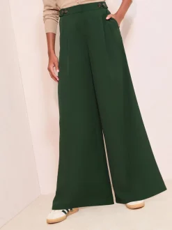 Friends Like These Green Adjustable Waist Premium Wide Leg Trousers