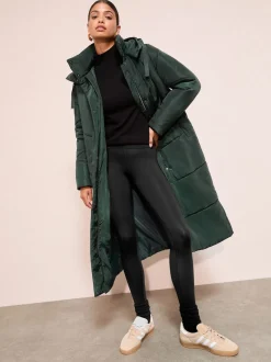 Friends Like These Green Long Line Hooded Padded Coat