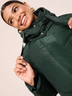 Friends Like These Green Long Line Hooded Padded Coat