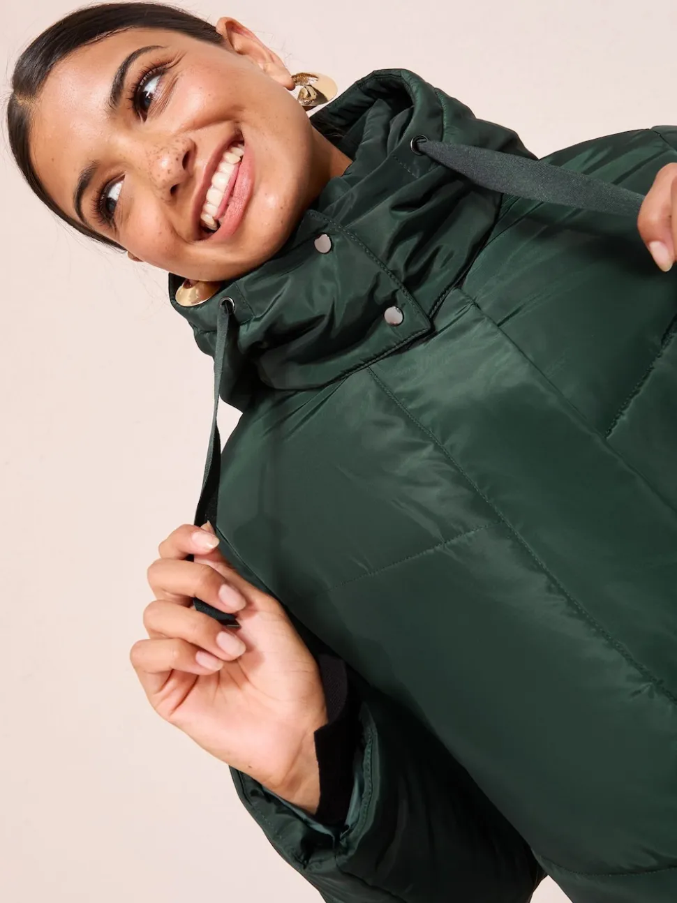Friends Like These Green Long Line Hooded Padded Coat