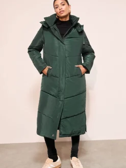 Friends Like These Green Long Line Hooded Padded Coat