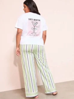 Friends Like These Green Curve Stripe Martini Short Sleeve Pyjamas