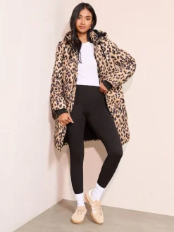 Friends Like These Leopard Printed Mid Length Puffer Coat