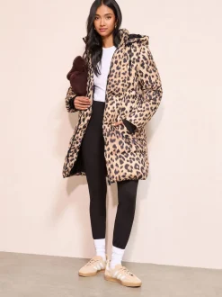 Friends Like These Leopard Printed Mid Length Puffer Coat