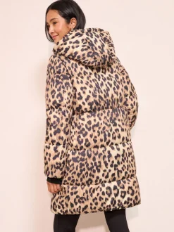 Friends Like These Leopard Printed Mid Length Puffer Coat