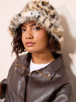 Friends Like These Leopard Print Faux Fur Bucket Hat