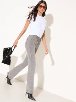Friends Like These Light Grey High Waist Pocket Flare Jeans
