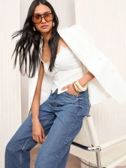 Friends Like These Mid Blue Denim Barrel Jeans