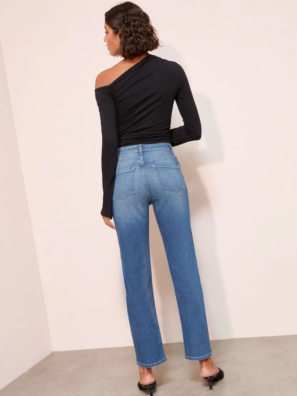 Friends Like These Mid Blue Petite Ankle Straight Leg Jeans
