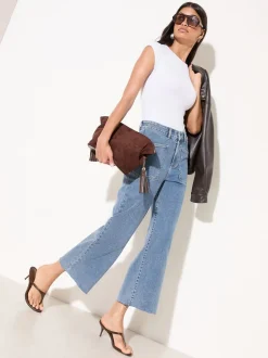 Friends Like These Mid Wash Wide Leg Cropped Jeans
