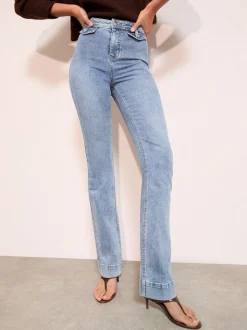 Friends Like These Mid Wash High Waist Pocket Flare Jeans