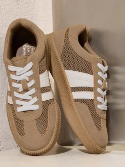 Friends Like These Mocha Brown Standard Fit Lace Up Retro Gumsole Sports Trainers