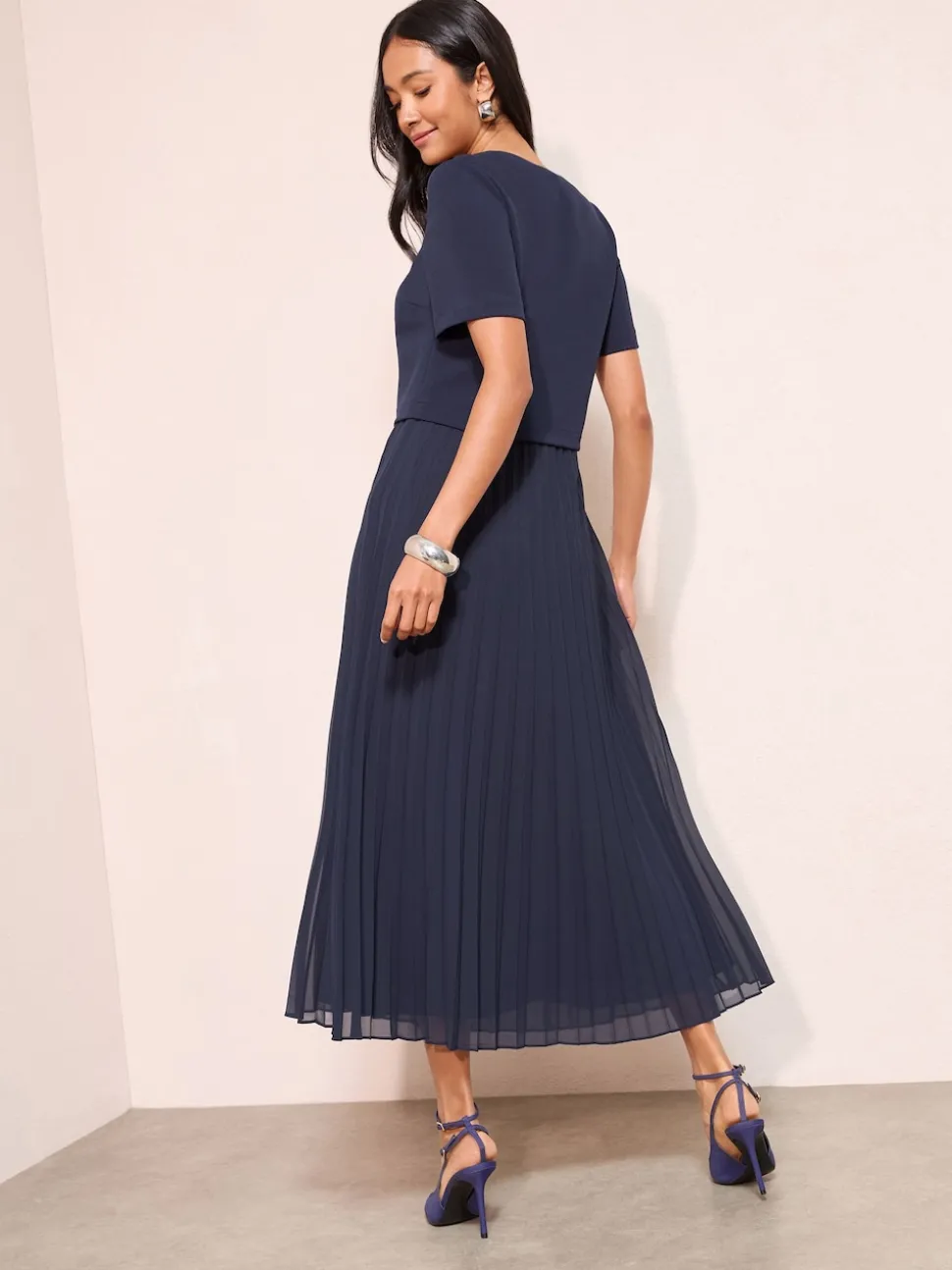 Friends Like These Navy Button Down 2-In-1 Pleated Dress