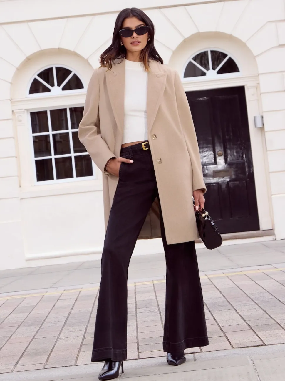 Friends Like These Neutral Tailored Mid Length Single Button Coat