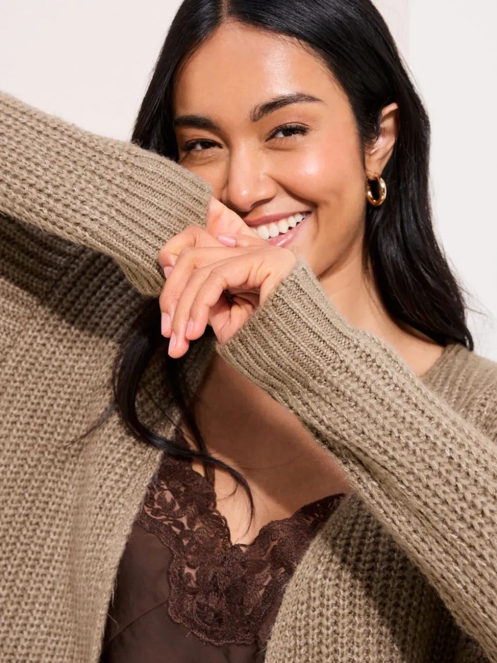 Friends Like These Neutral Chunky Longline Cardigan