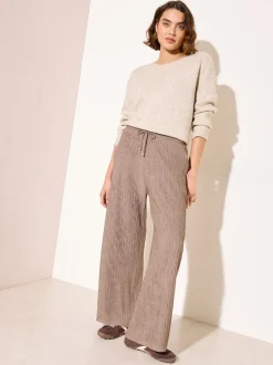 Friends Like These Neutral Ripple Texture Wide Leg Trousers