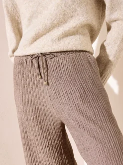 Friends Like These Neutral Ripple Texture Wide Leg Trousers