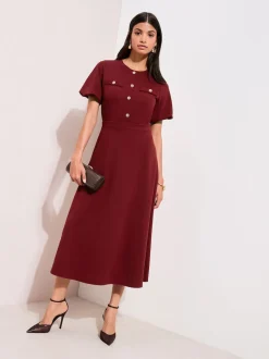 Friends Like These Red Military Midi Dress