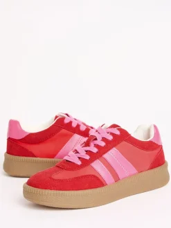Friends Like These Red Pink Standard Fit Lace Up Retro Gumsole Sports Trainers