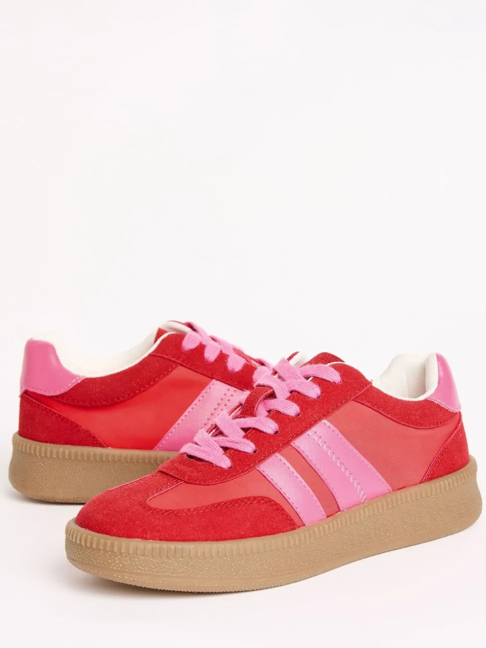 Friends Like These Red Pink Standard Fit Lace Up Retro Gumsole Sports Trainers