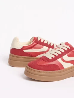 Friends Like These Red Standard Fit Chunky Platform Gumsole Lace Up Casual Trainers