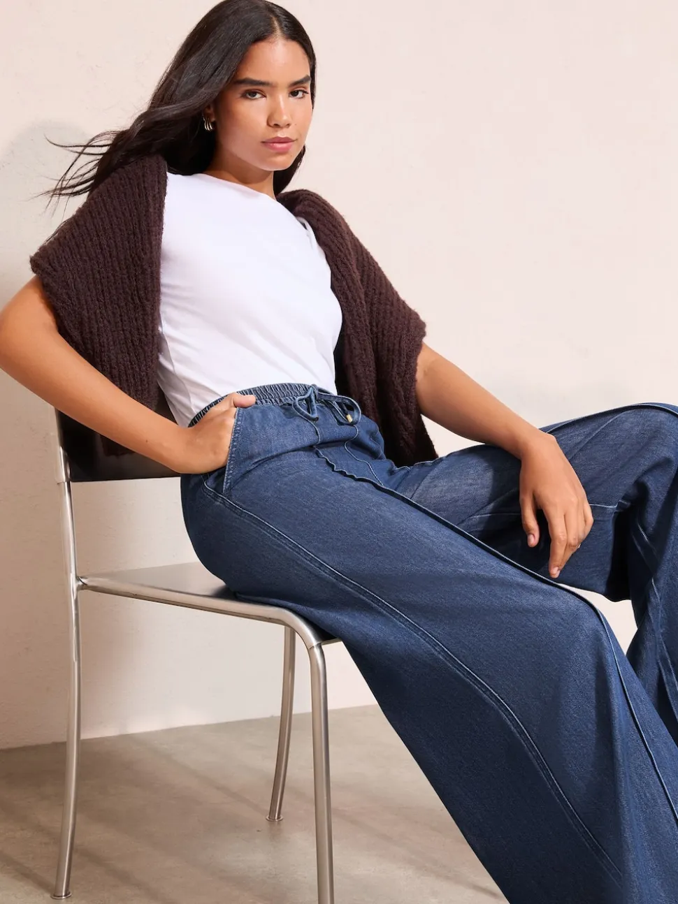 Friends Like These Rinse Wash Everyday Elastic Wide Leg Jeans