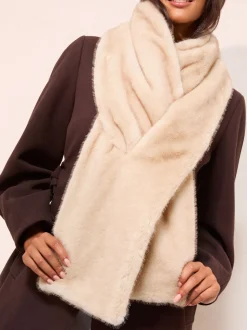 Friends Like These Tan Brown Faux Suede and Fur Reversible Scarf