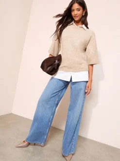 Friends Like These Taupe 2-in-1 Knitted Top