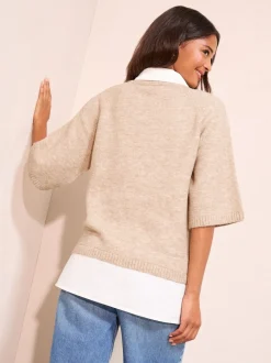 Friends Like These Taupe 2-in-1 Knitted Top