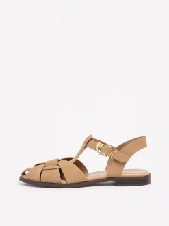 Friends Like These Taupe Faux Suede Closed Toe Flat Fisherman Casual Sandals