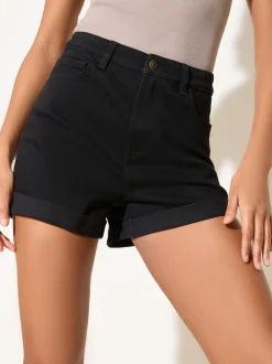 Friends Like These Washed Black Boyfriend Denim Shorts