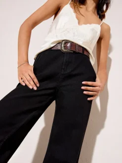 Friends Like These Washed Black Pocket Tailored Wide Leg Jeans