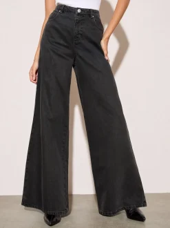 Friends Like These Washed Black Relaxed Wide Leg Jeans