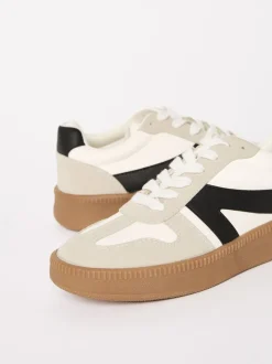 Friends Like These White Wide Fit Lace Up Retro Gumsole Sports Trainers