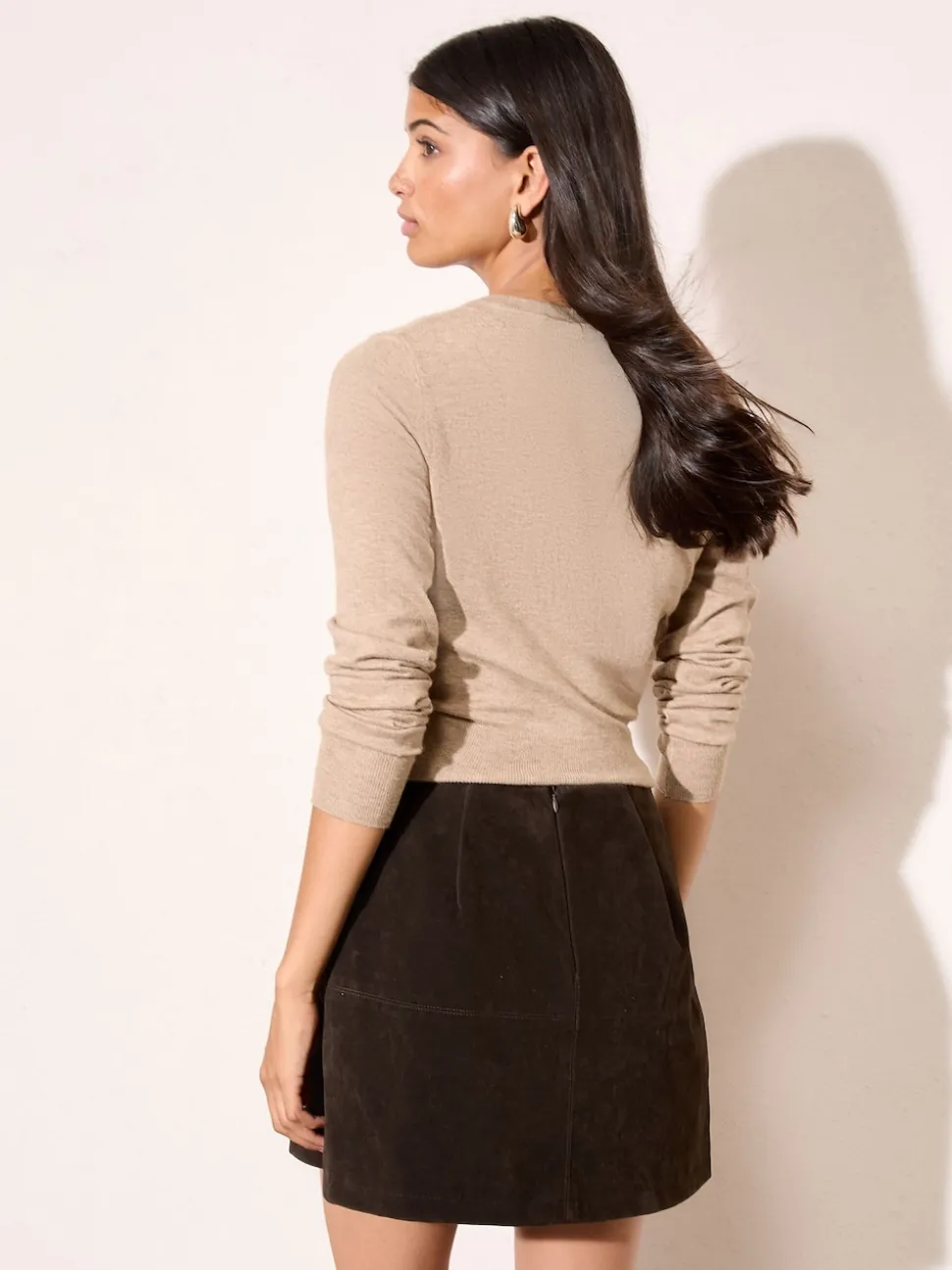 Friends Like These X Lucy Mecklenburgh Brown Suede Mini Skirt