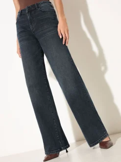 Friends Like These X Lucy Mecklenburgh Blue Black Denim Everyday Wide Leg Jeans