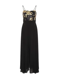 Gina Bacconi Fannie Black And Gold Chiffon Black Jumpsuit