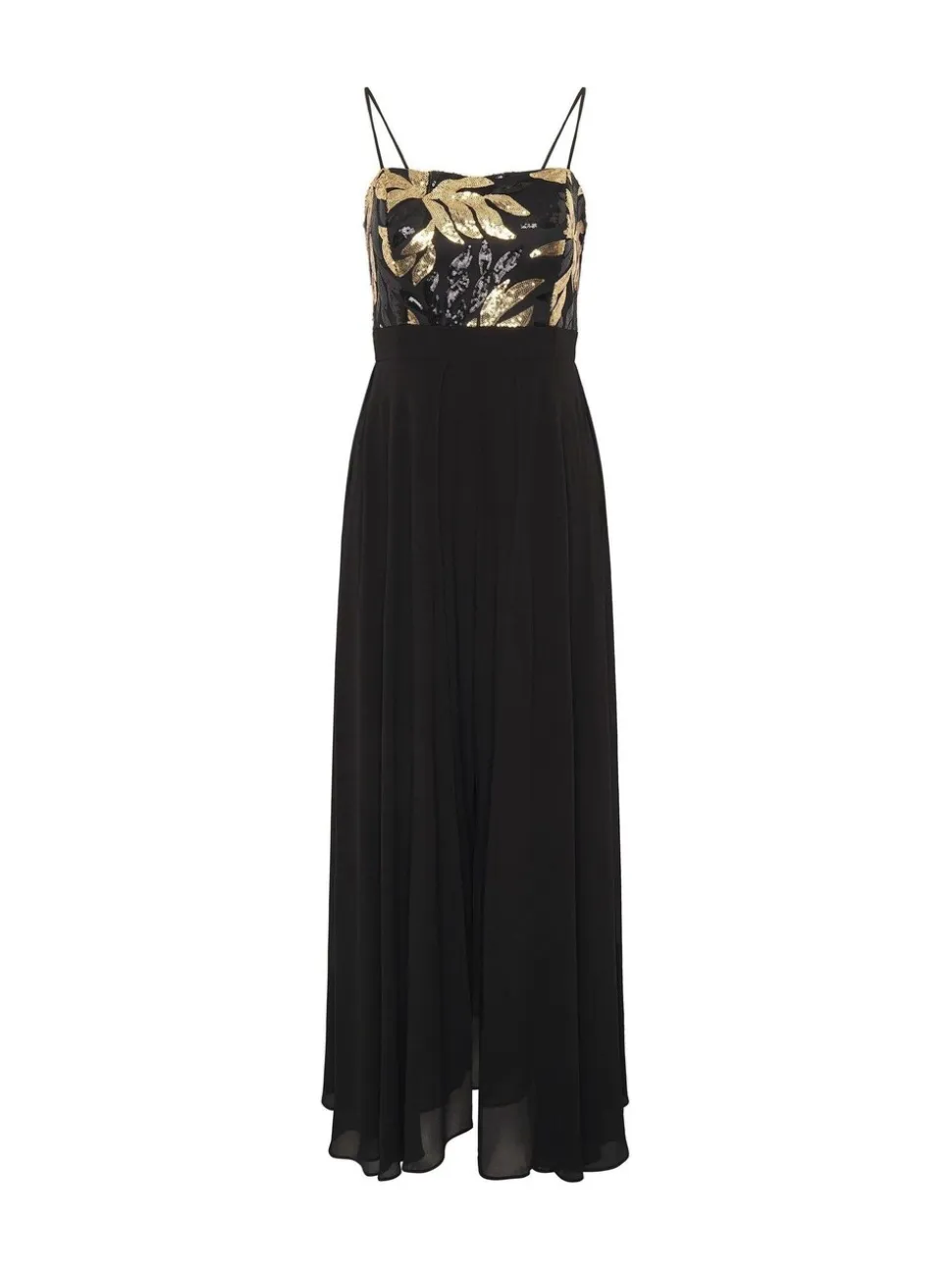 Gina Bacconi Fannie Black And Gold Chiffon Black Jumpsuit