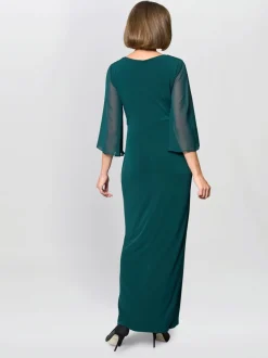 Gina Bacconi Green Donatella Chiffon Sleeve Maxi Dress