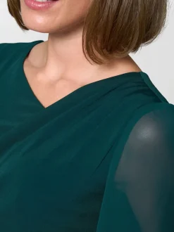 Gina Bacconi Green Donatella Chiffon Sleeve Maxi Dress