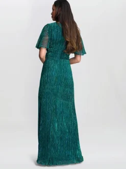 Gina Bacconi Green Liz Metallic Knit Maxi Dress