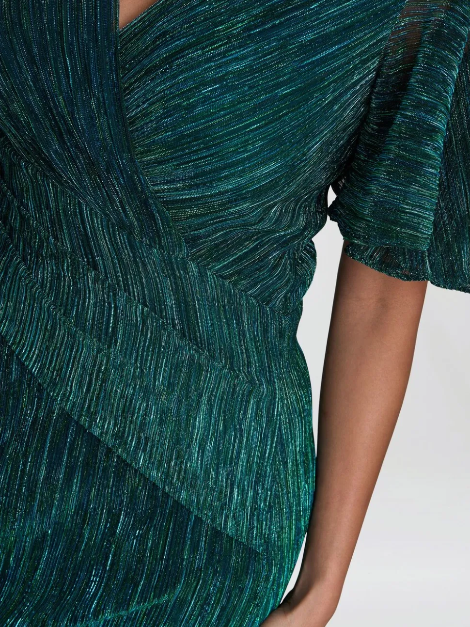 Gina Bacconi Green Liz Metallic Knit Maxi Dress