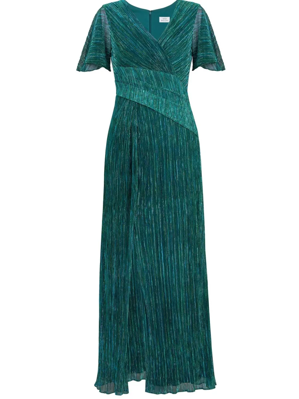 Gina Bacconi Green Liz Metallic Knit Maxi Dress