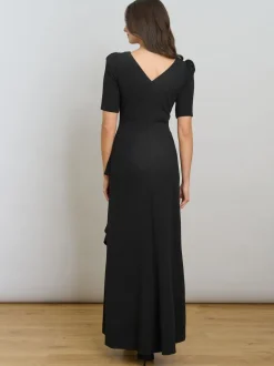 Gina Bacconi Paola Beaded Neck Maxi Black Dress