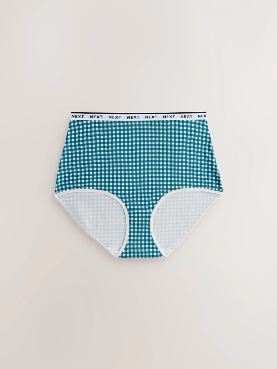 Gingham Print Full Brief Cotton Logo Knickers 7 Pack